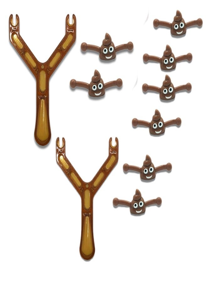 Zhuluck 2 Pcs Catapult Poo Slingshot with 10 Pcs Bullets - Funny Slingshot Ornament for Teen and Adults - Stress Relief and Shooter Game - Finger Flicker Flying - Novelty Great Easter Egg Filler - Image 1
